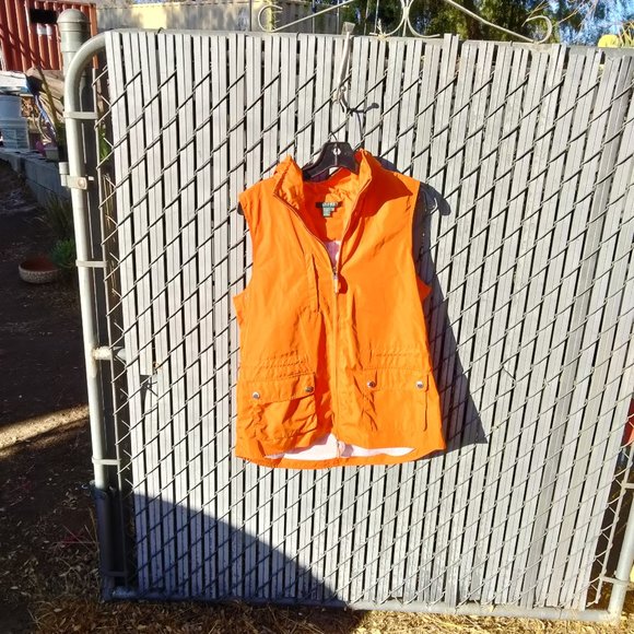 RALPH LAUREN Vest Hooded (rolls) Windbreaker Mesh Medium Orange Used *Sm Spot* - Picture 1 of 10